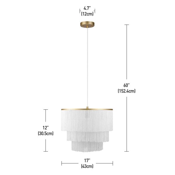 White fabric tassel chandelier - Image 2