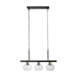 Three linear pendant lights