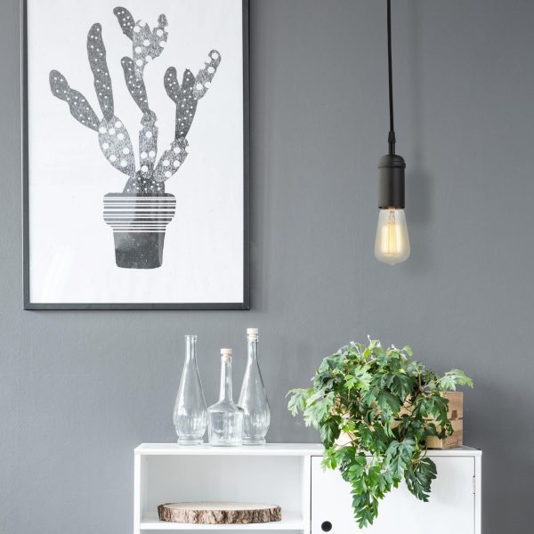 Black braided wire single head chandelier - Image 7