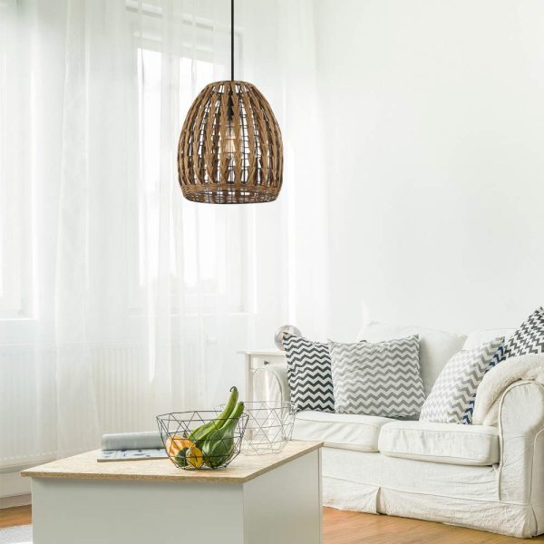 Woven rattan single head chandelier - Image 2