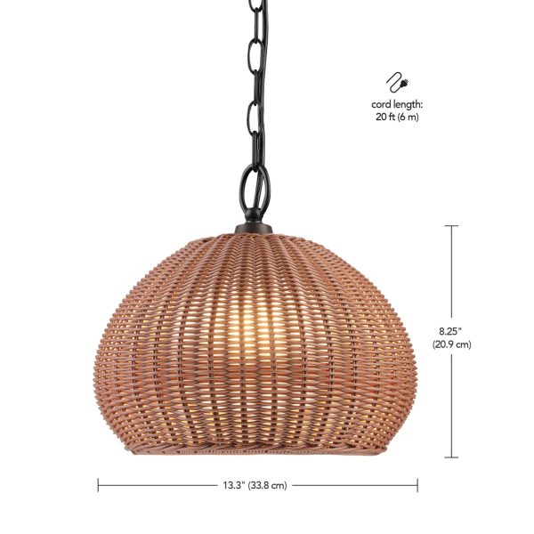 Rattan Single Head Outdoor Plug-in Pendant Light - Image 9