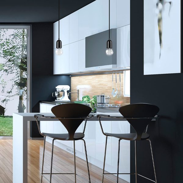 Bright black single head chandelier - Image 5